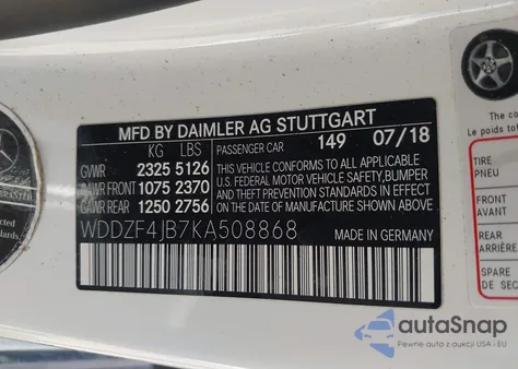 2019 Mercedes-Benz E 300 z USA, uszkodzony, nr VIN WDDZF4JB7KA508868